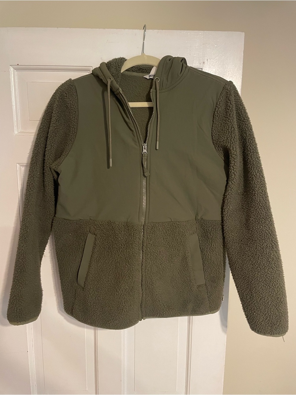 Duluth Trading Co Olive Zip Sherpa Hoodie